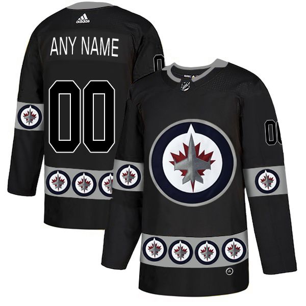 Men Winnipeg Jets 00 Any name Black Custom Adidas Fashion NHL Jersey